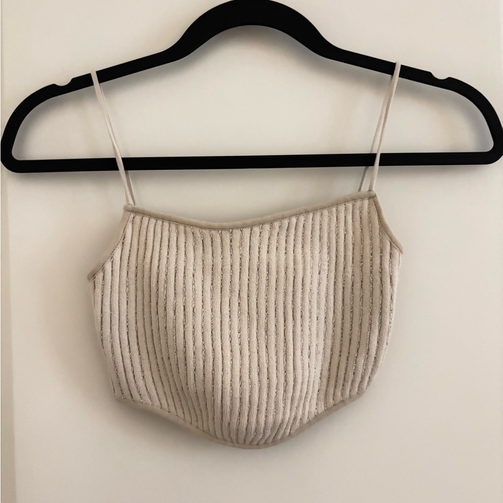 Zara Beige Ribbed Crop Top